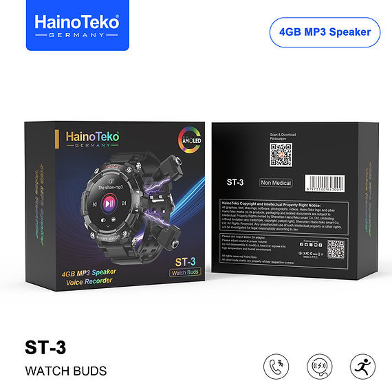 Haino Teko ST-3 Smart Watch with Earbuds