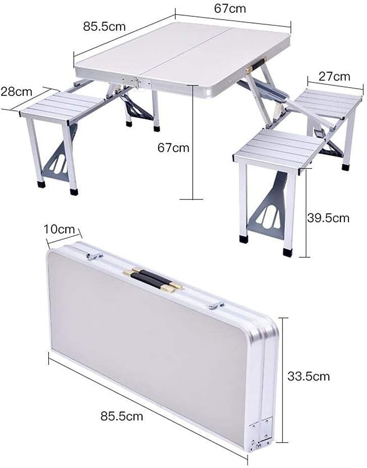 Portable Foldable Outdoor Picnic Table and Chair Set - Aluminum Alloy