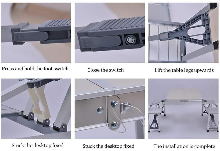 Portable Foldable Outdoor Picnic Table and Chair Set - Aluminum Alloy