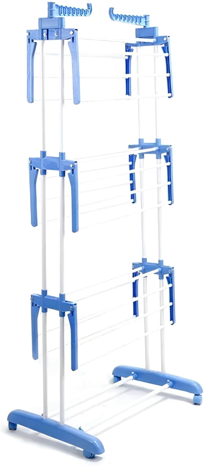 3 Tier Stainless Steel Double Pole Cloth Drying Stand