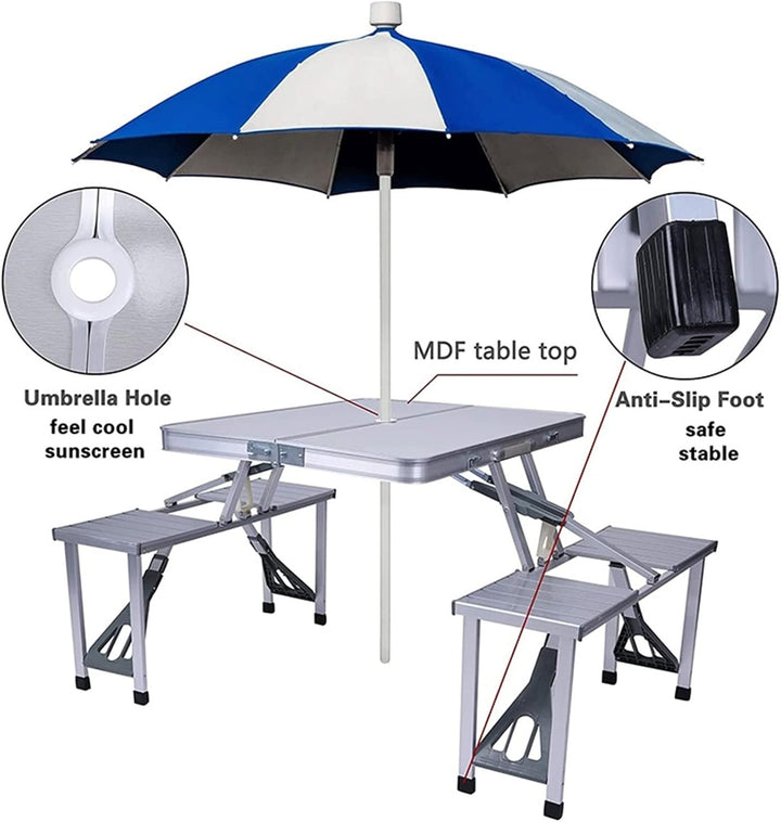 Portable Foldable Outdoor Picnic Table and Chair Set - Aluminum Alloy