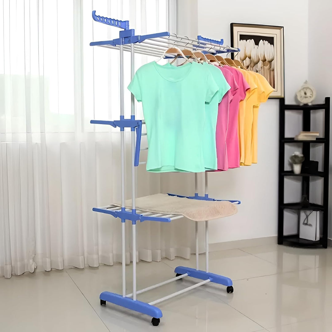 3 Tier Stainless Steel Double Pole Cloth Drying Stand