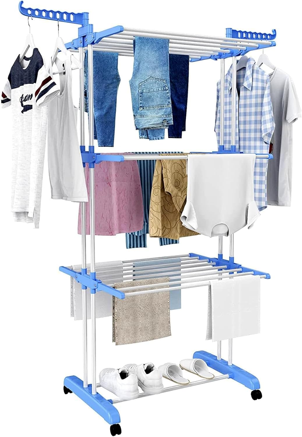 3 Tier Stainless Steel Double Pole Cloth Drying Stand