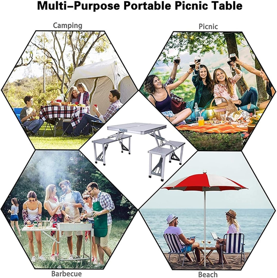 Portable Foldable Outdoor Picnic Table and Chair Set - Aluminum Alloy