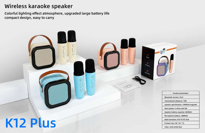 Karaoke LED Speaker with 2 Microphones